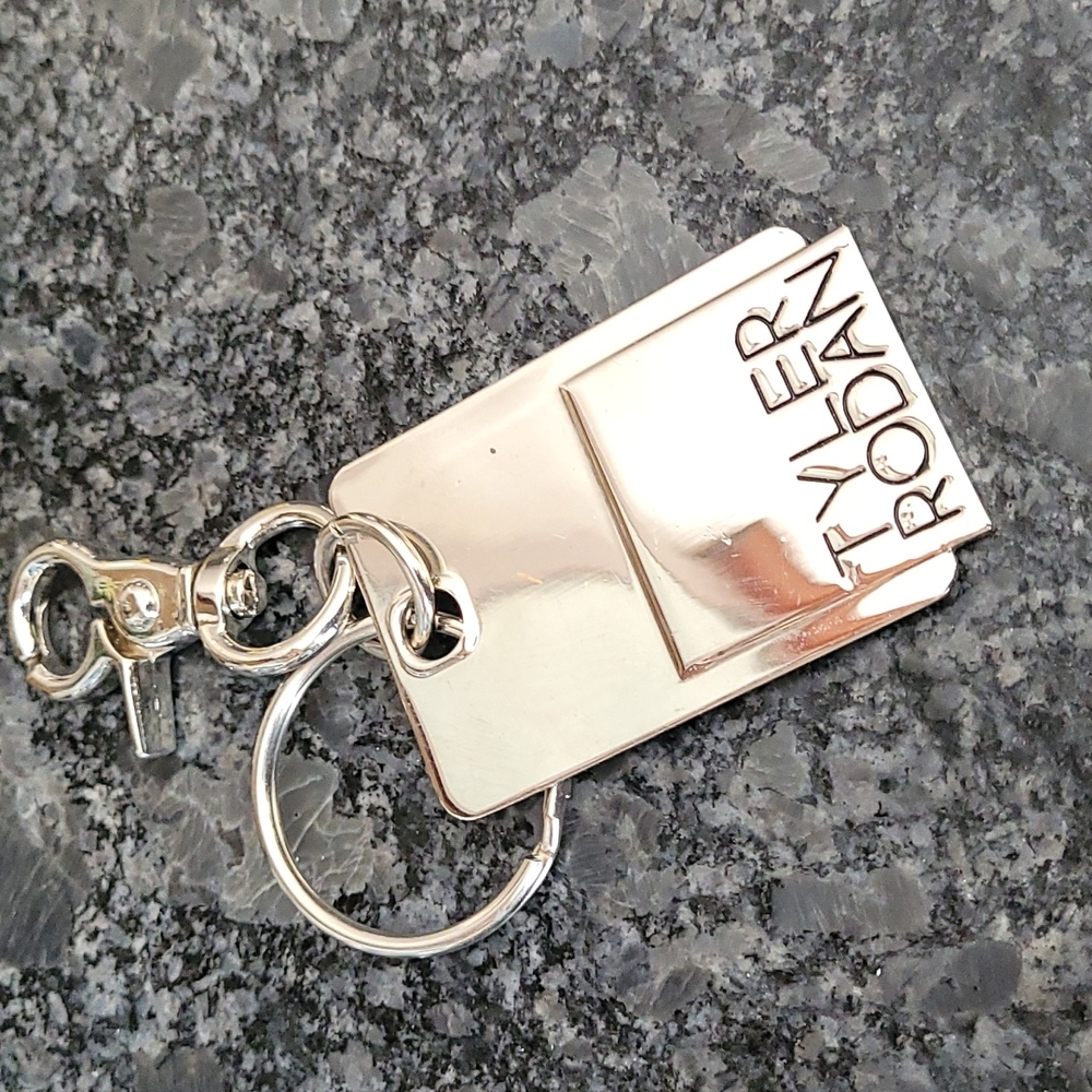 Tyler Rodan Signature Silvertone Keychain Handbag Fob